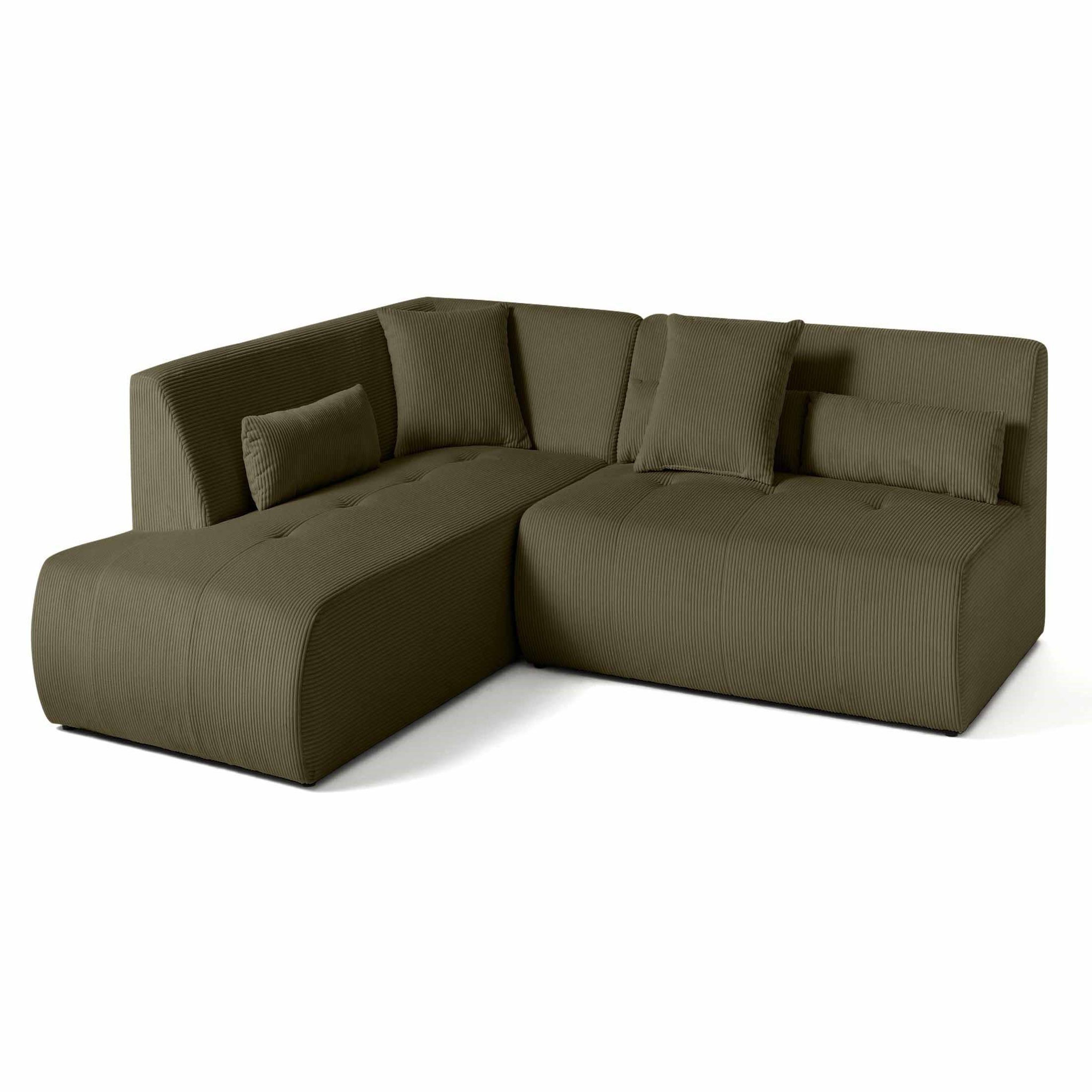 Voir la diapositive 2 : LISA DESIGN Onyx - canapé modulable d'angle gauche - 5 places - en velours côtelé