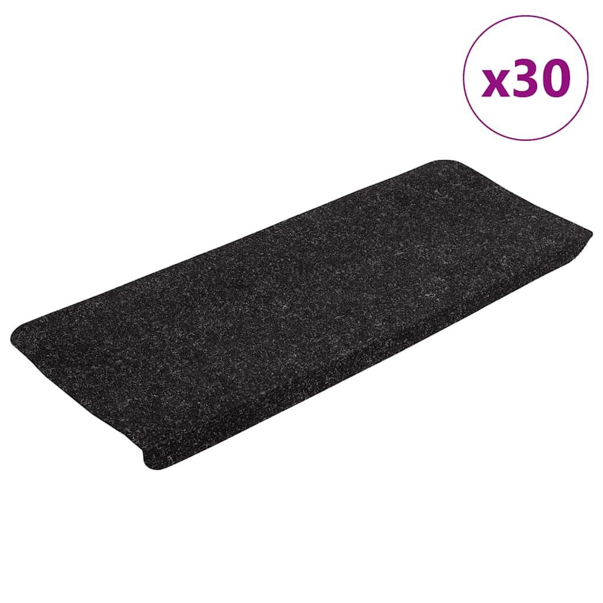 VIDAXL Tapis d'escalier auto-adhesifs 30 pcs anthracite 65x24,5x3,5 cm