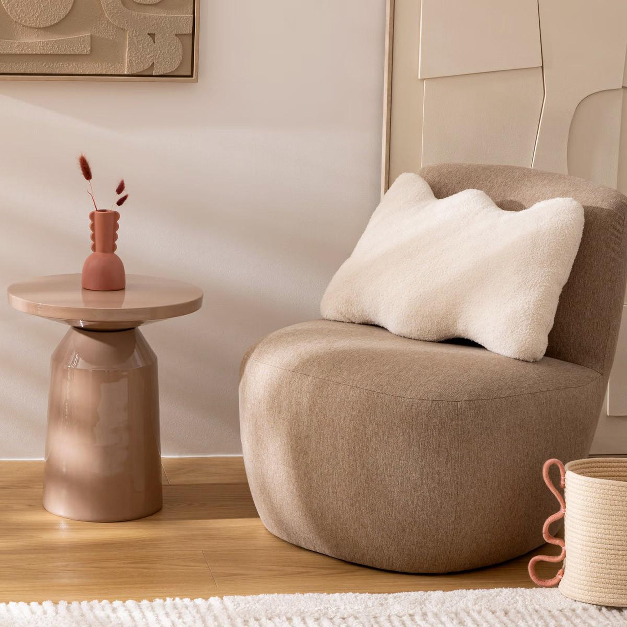 Voir la diapositive 4 : ATMOSPHERA Coussin déco imitation fourrure  wavy bliss  35x48cm blanc