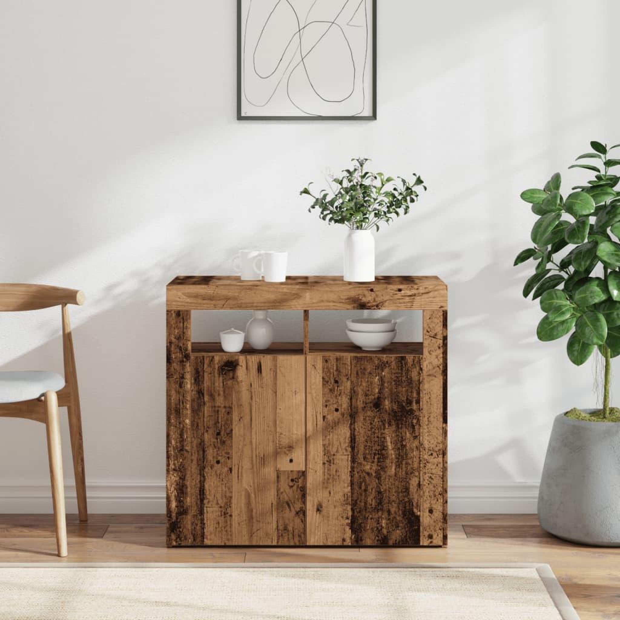 Voir la diapositive 4 : VIDAXL Buffet et lumieres LED vieux bois 80x35x75 cm bois d'ingenierie