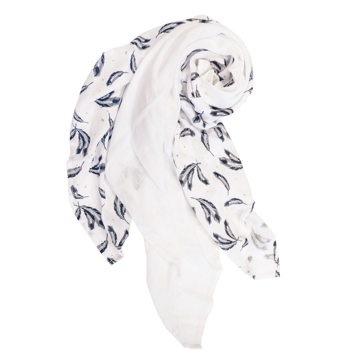 Domiva Lot de 3 langes bambou : 2 imprimés plumes + 1 étoiles