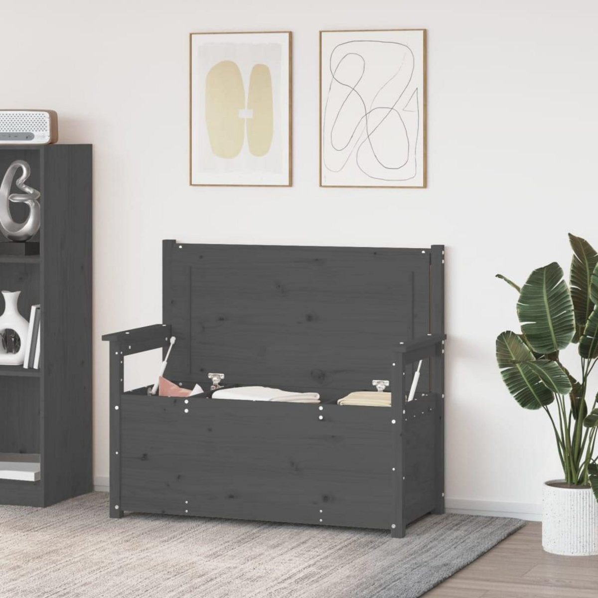 VIDAXL Banc Gris 112,5x51,5x96,5 cm Bois de pin massif