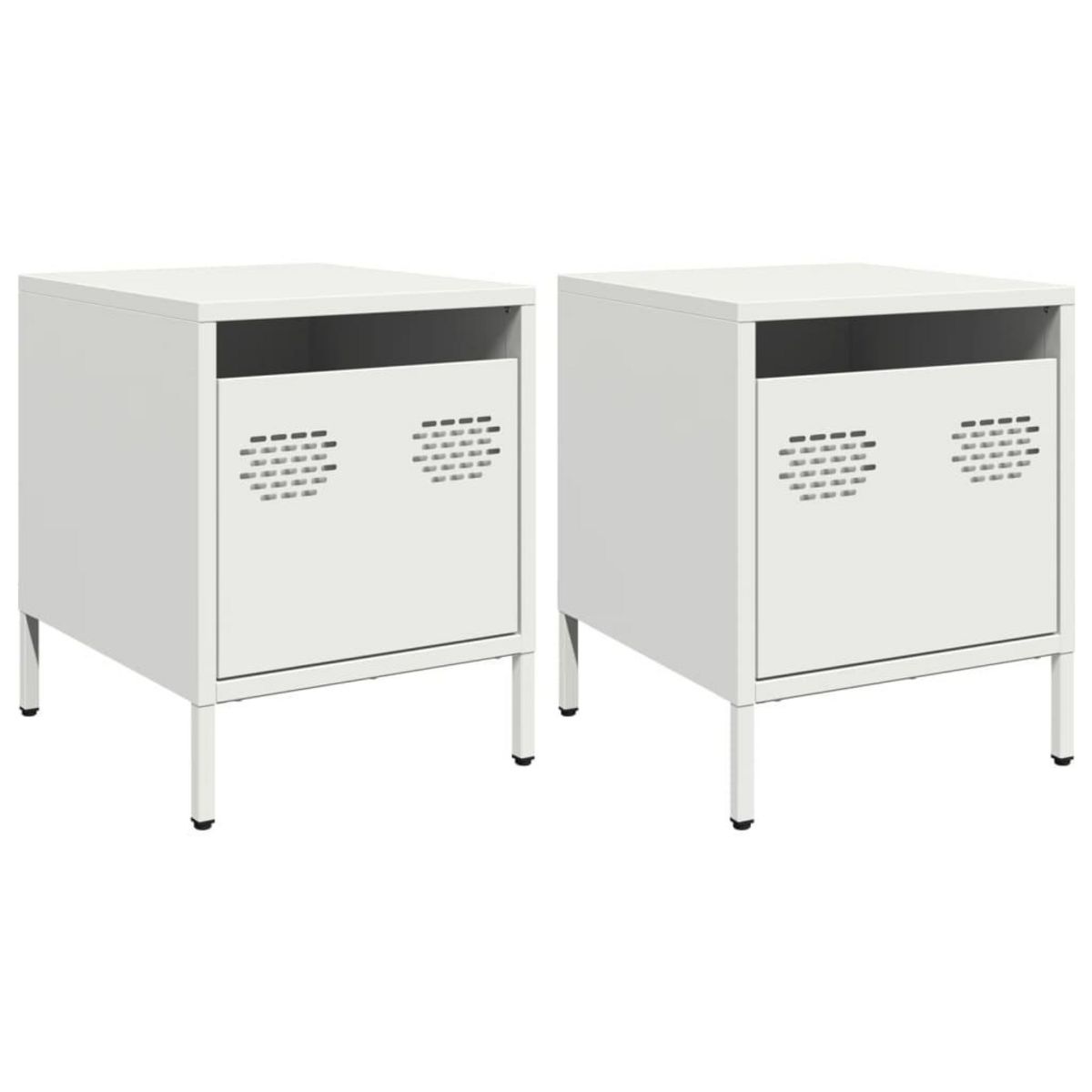 VIDAXL Tables de chevet 2 pcs blanc 35x39x43,5 cm acier