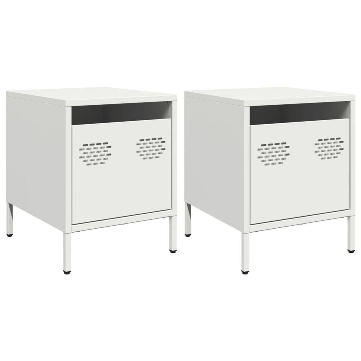 VIDAXL Tables de chevet 2 pcs blanc 35x39x43,5 cm acier