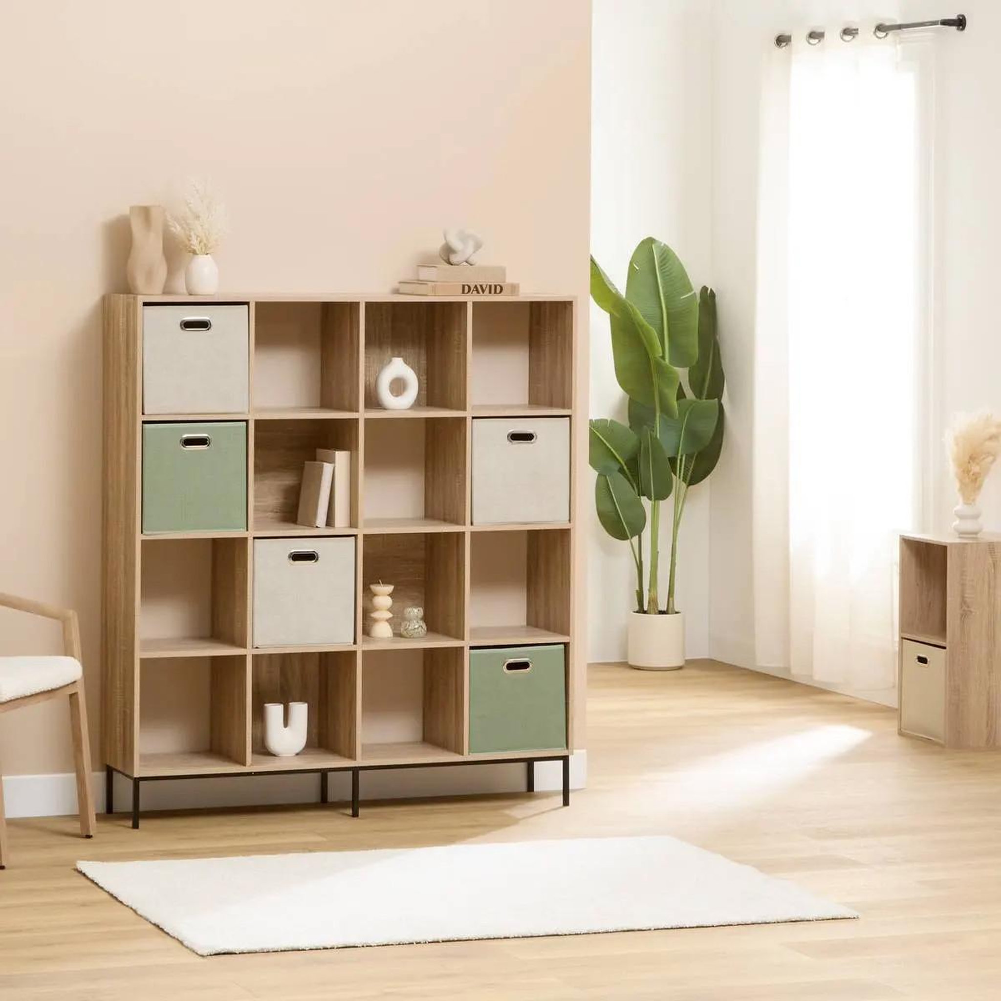 Voir la diapositive 2 : FIVE Étagère 16 cases  mix n'modul  135cm naturel