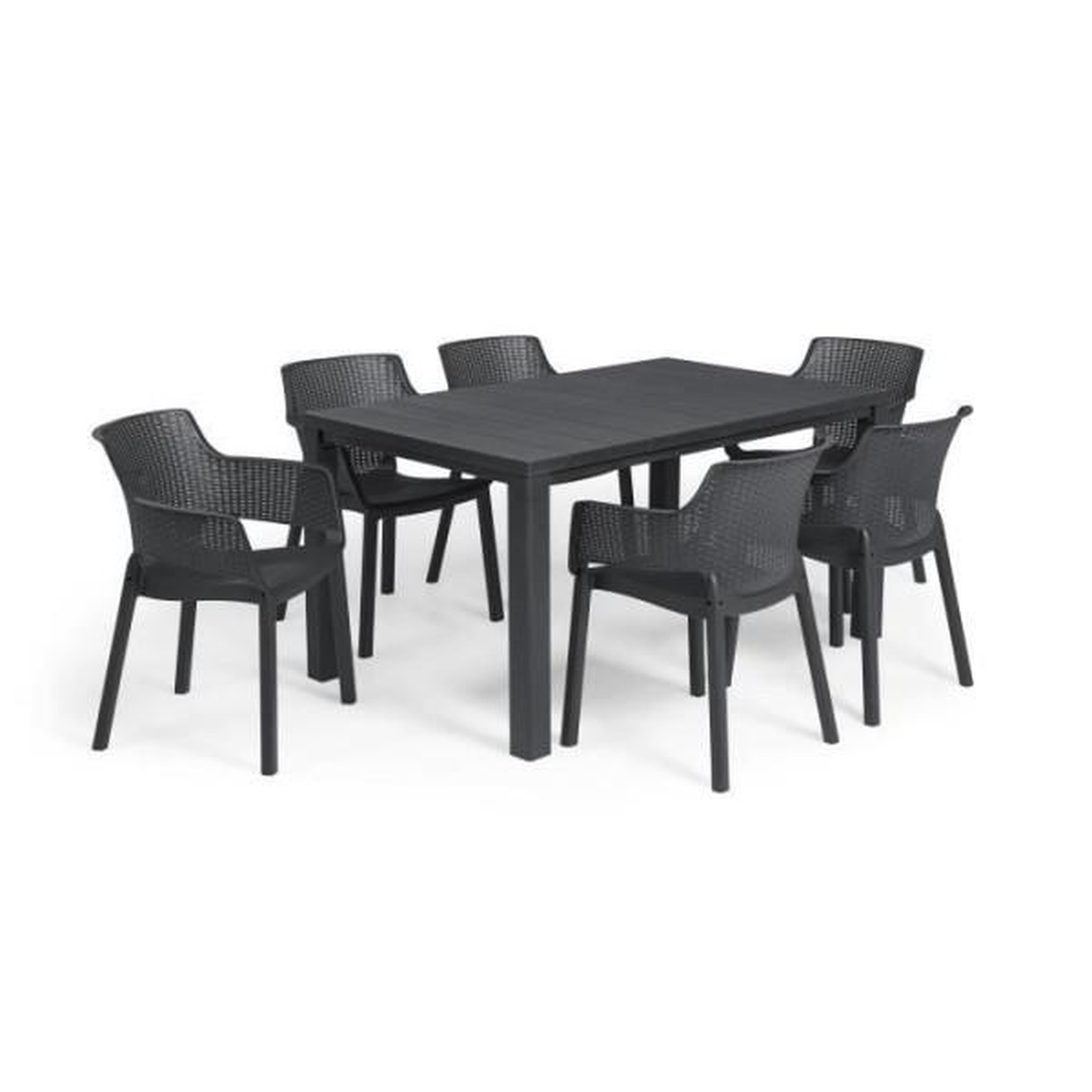 Voir la diapositive 2 : ALLIBERT by KETER Lot de 6 fauteuils de jardin - Allibert by KETER - EVA - En résine - Coloris : gris graphite