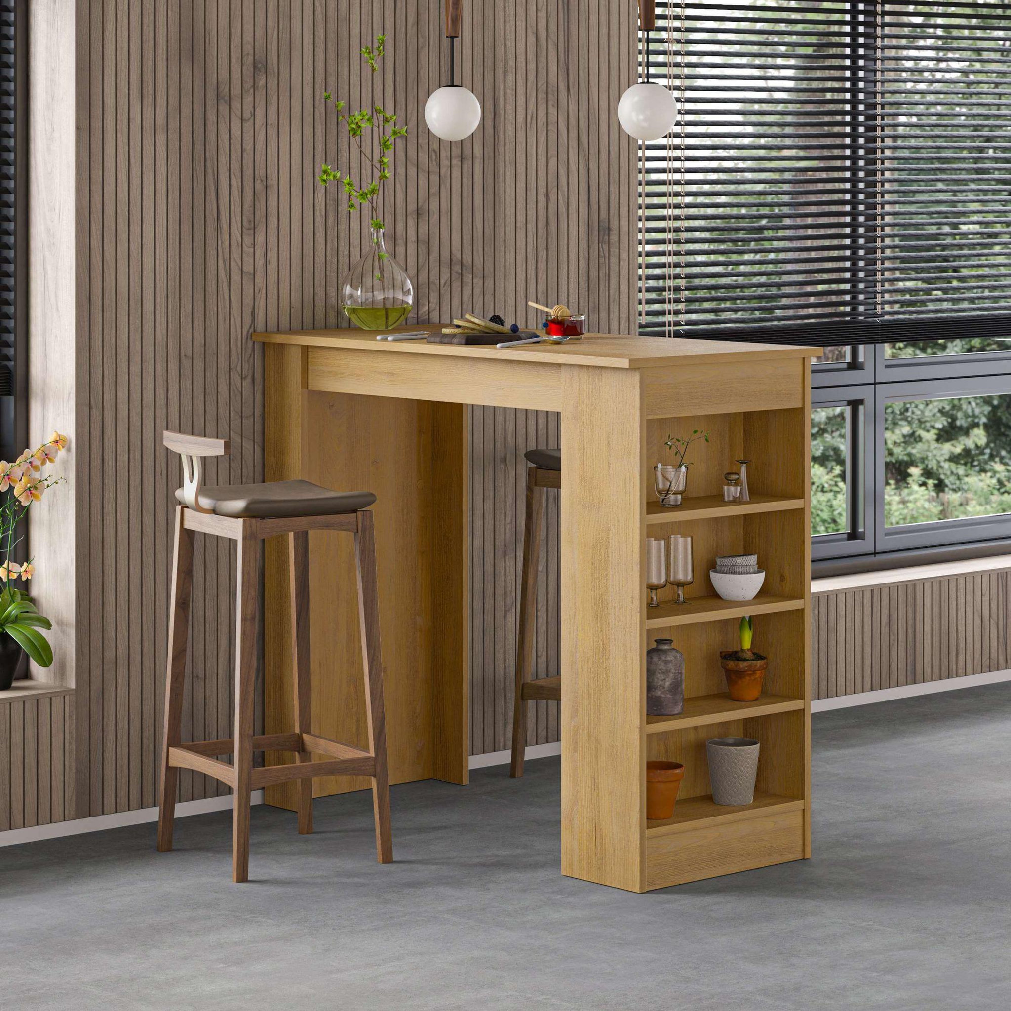 Voir la diapositive 2 : Habitat et Jardin Table de bar en bois  swallow  117 x 54 x 101,8 cm - chêne saphir