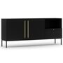 Voir la diapositive 1 : BEST MOBILIER Felicia - buffet bas - noir - 2 portes, 1 tiroir et 1 niche - 180 cm
