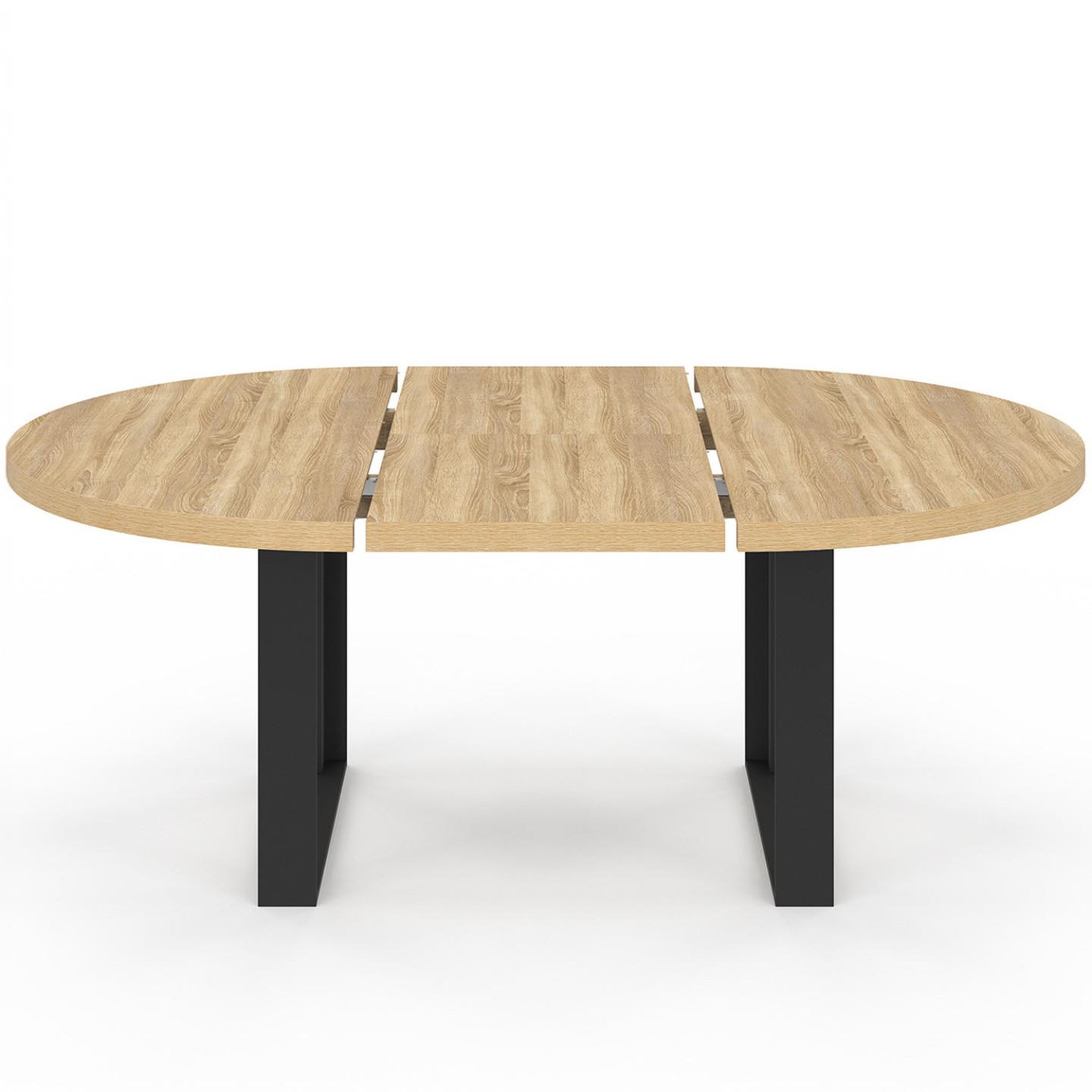 Voir la diapositive 3 : ID MARKET Table à manger extensible ronde phoenix 6-10 personnes bois et noir 140-200 cm
