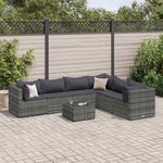VIDAXL Salon de jardin 7 pcs avec coussins Gris Resine tressee