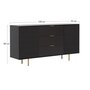 Voir la diapositive 5 : BEST MOBILIER Monica - buffet - noir - 3 tiroirs et 2 portes - 150 cm