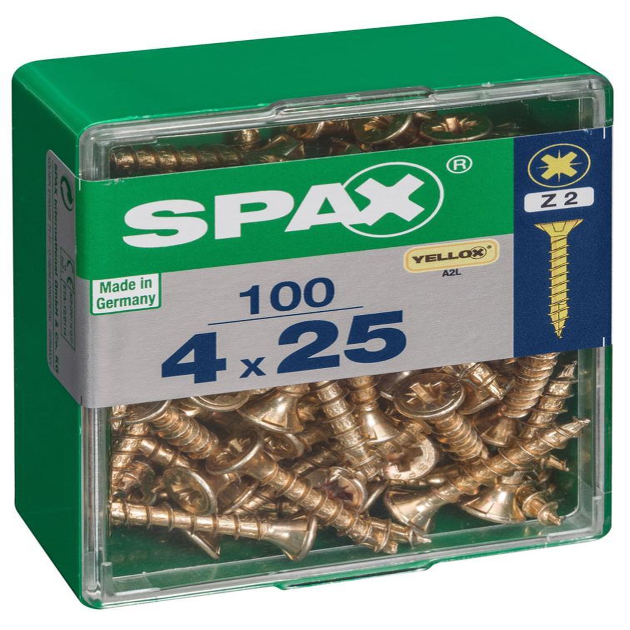 CENTRALE BRICO Lot de 100 vis acier tête fraisée pozidriv SPAX, Diam.4 mm x L.25 mm