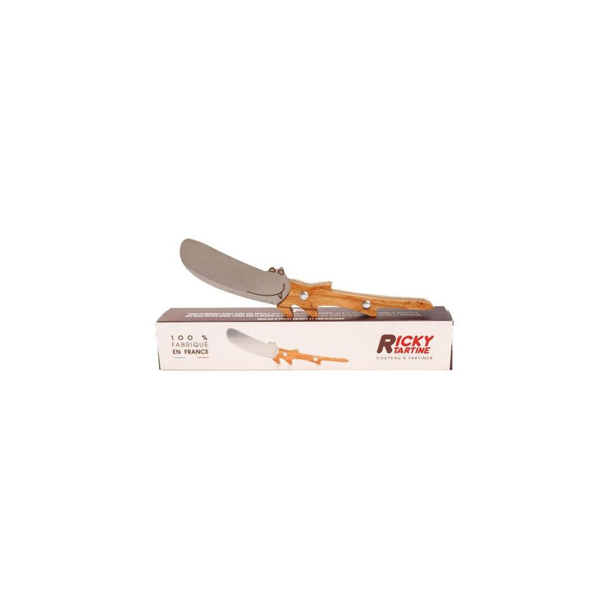 Voir la diapositive 5 : Roger orfevre Couteau tartine et beurrier 17 cm lame inox manche en bois d'olivier