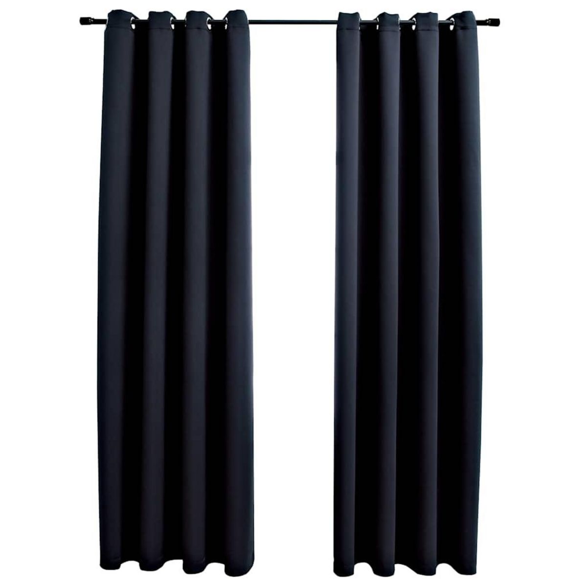VIDAXL Rideaux occultants avec anneaux en metal 2 pcs Noir 140x245 cm