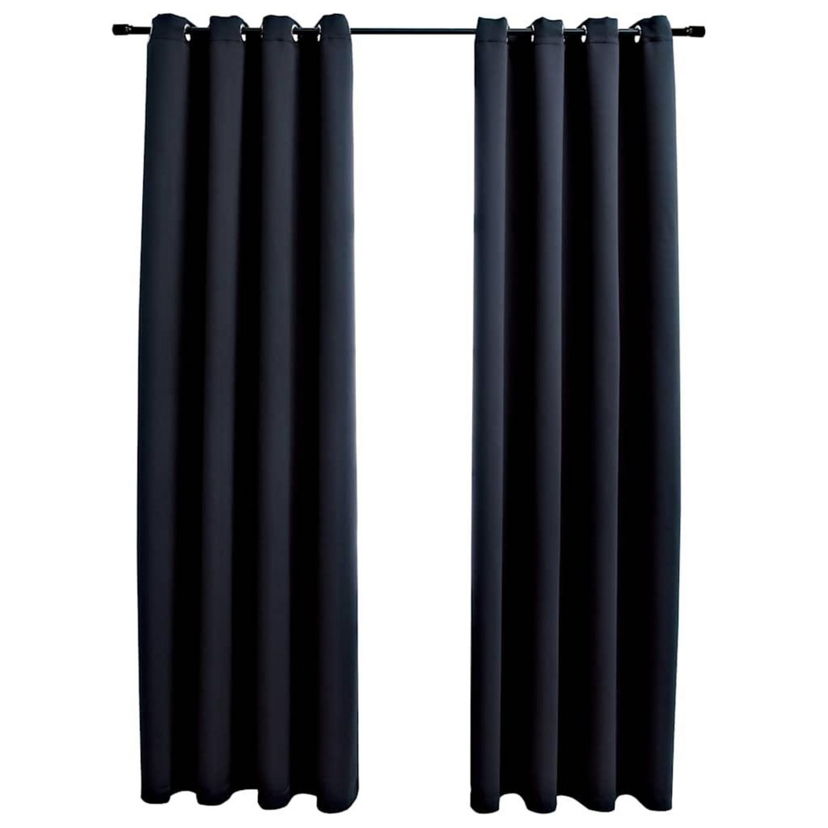 VIDAXL Rideaux occultants avec anneaux en metal 2 pcs Noir 140x245 cm