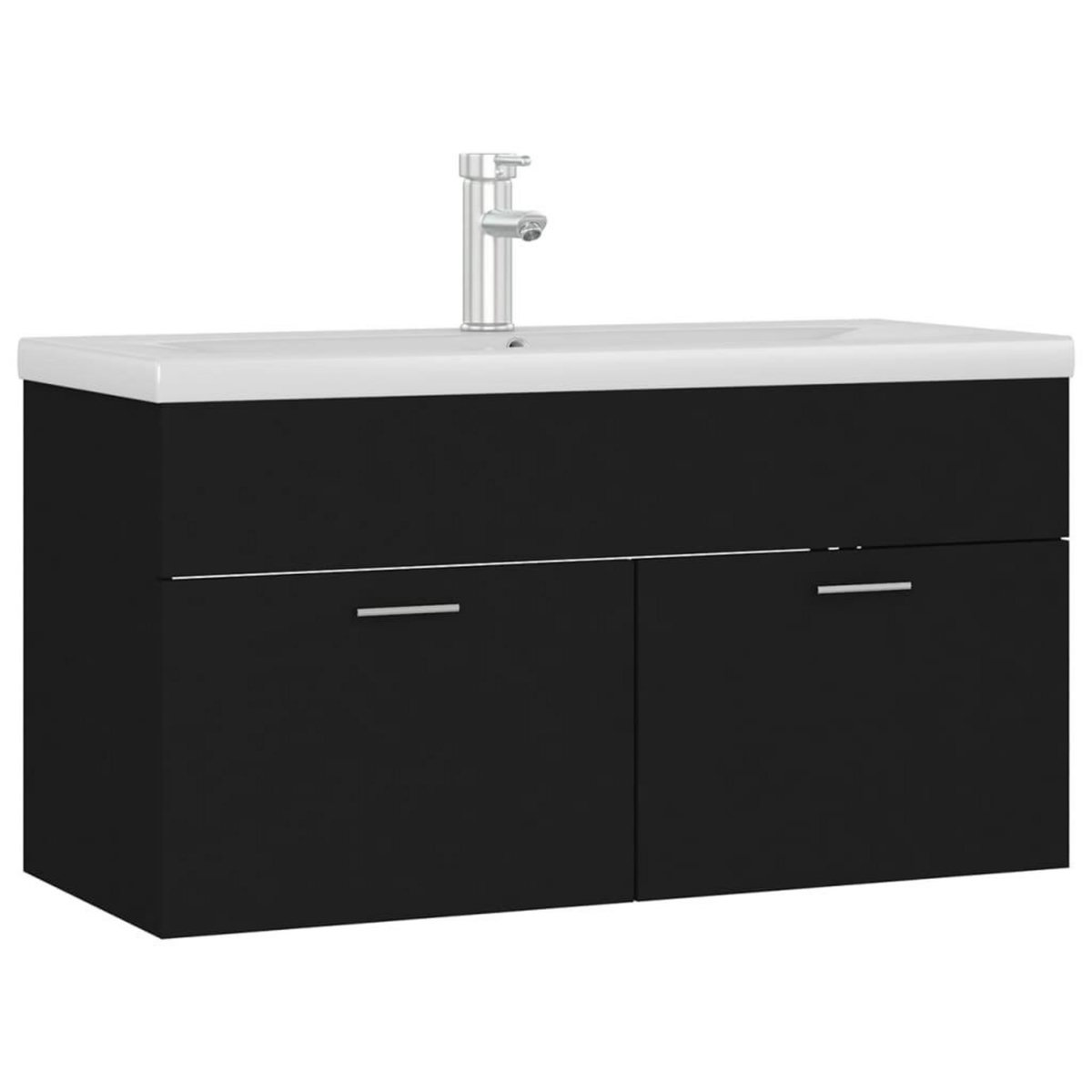 VIDAXL Armoire d'evier avec lavabo integre Noir Agglomere