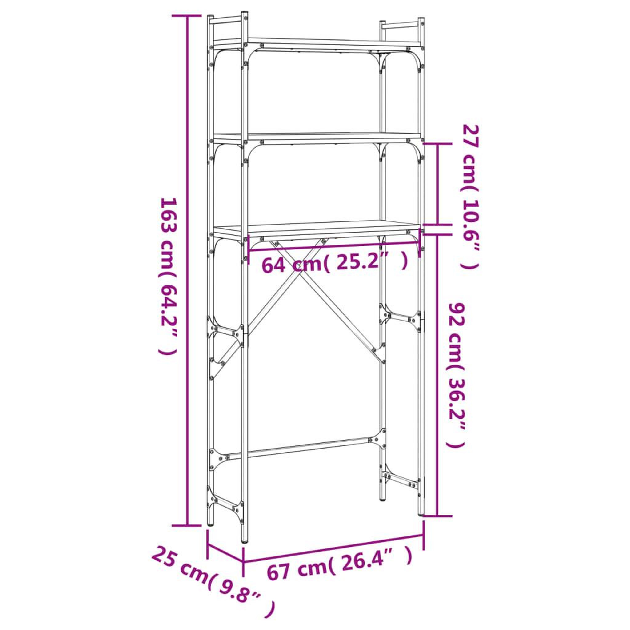 Voir la diapositive 6 : VIDAXL Etagere de lave-linge noir 67x25x163 cm bois d'ingenierie