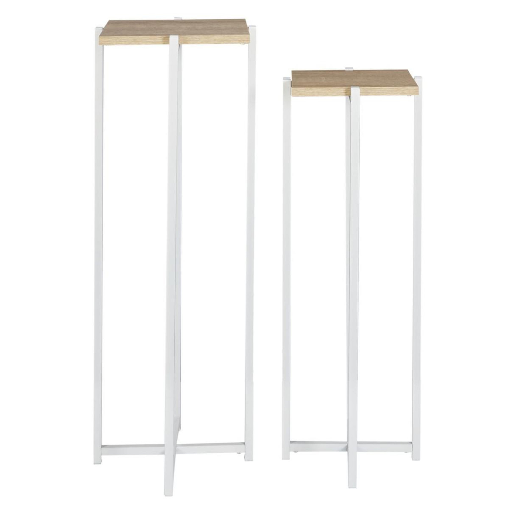 Voir la diapositive 2 : The Home Deco Factory Lot de 2 sellettes  loka  82cm blanc