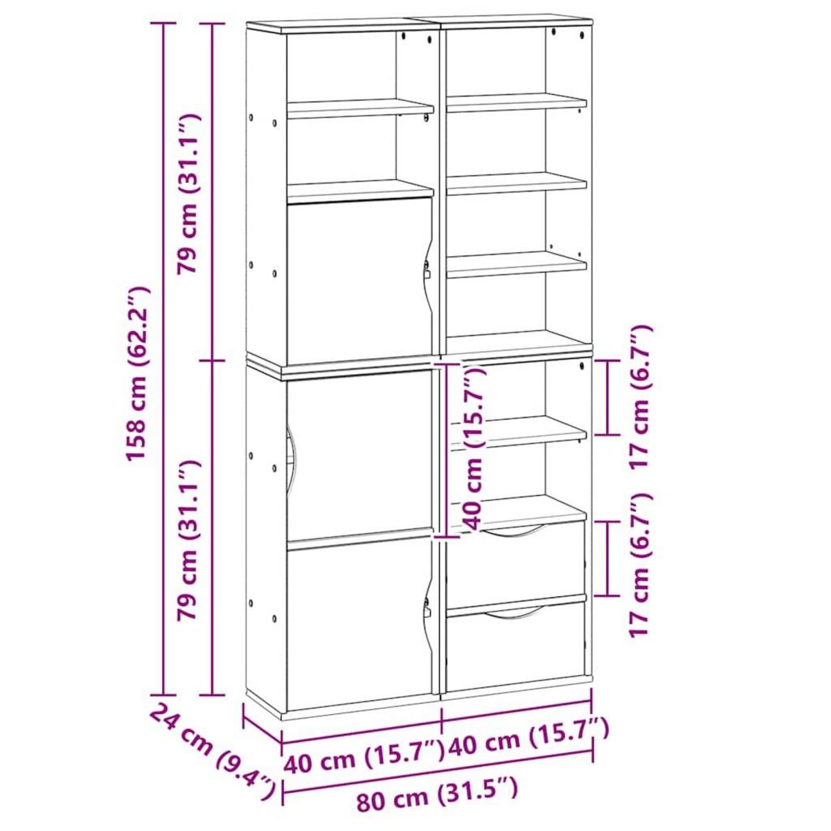 VIDAXL Armoires laterales 4 pcs ODDA blanc 40x24x79 cm bois massif pin