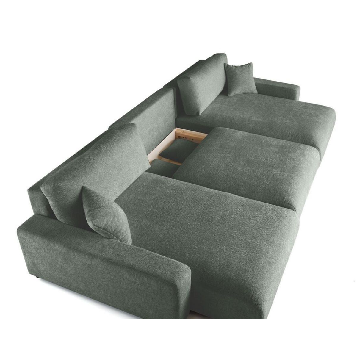 LISA DESIGN Pivoine - canapé panoramique en u - 7 places - convertible avec coffre - en velours texturé