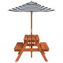 Voir la diapositive 4 : VIDAXL Table de pique-nique pour 4 enfants avec parasol bois de sapin