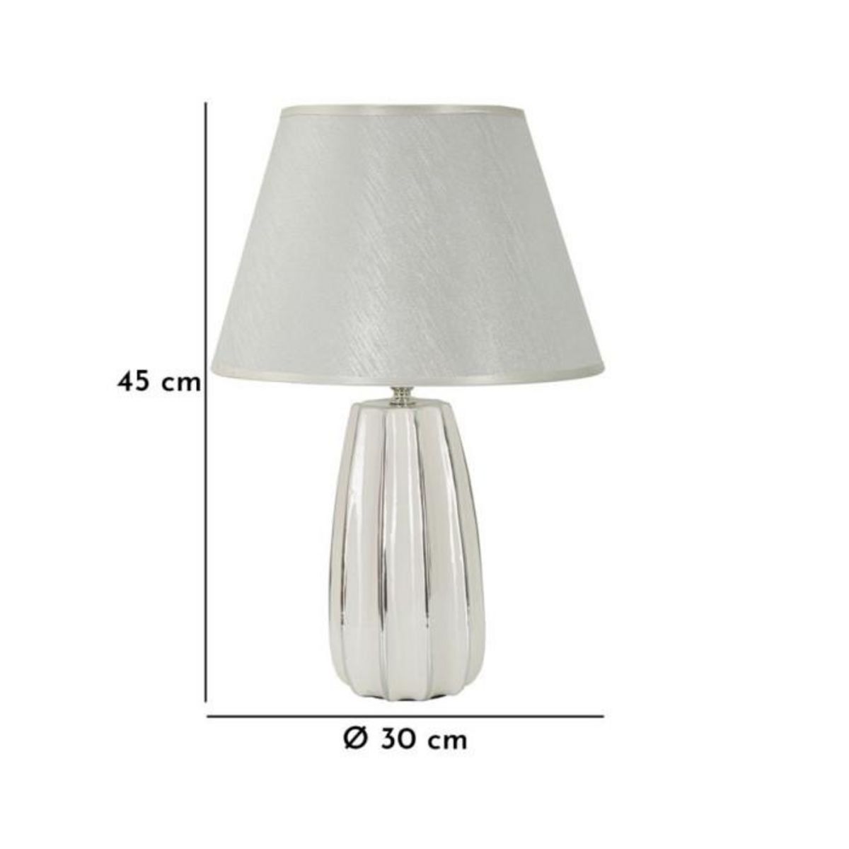 Paris Prix Lampe à Poser en Céramique  Emmi  45cm Argent & Blanc