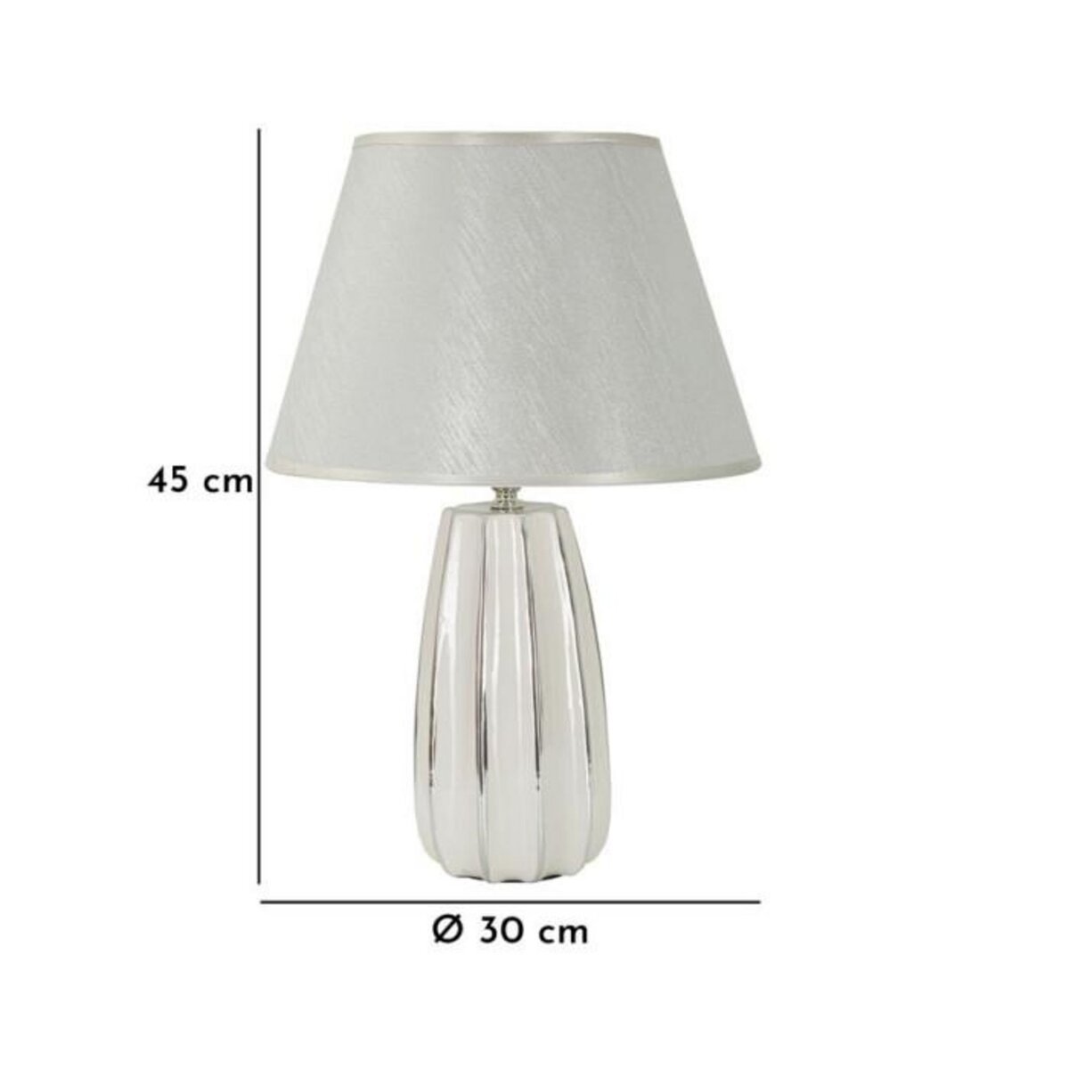 Paris Prix Lampe à Poser en Céramique  Emmi  45cm Argent & Blanc