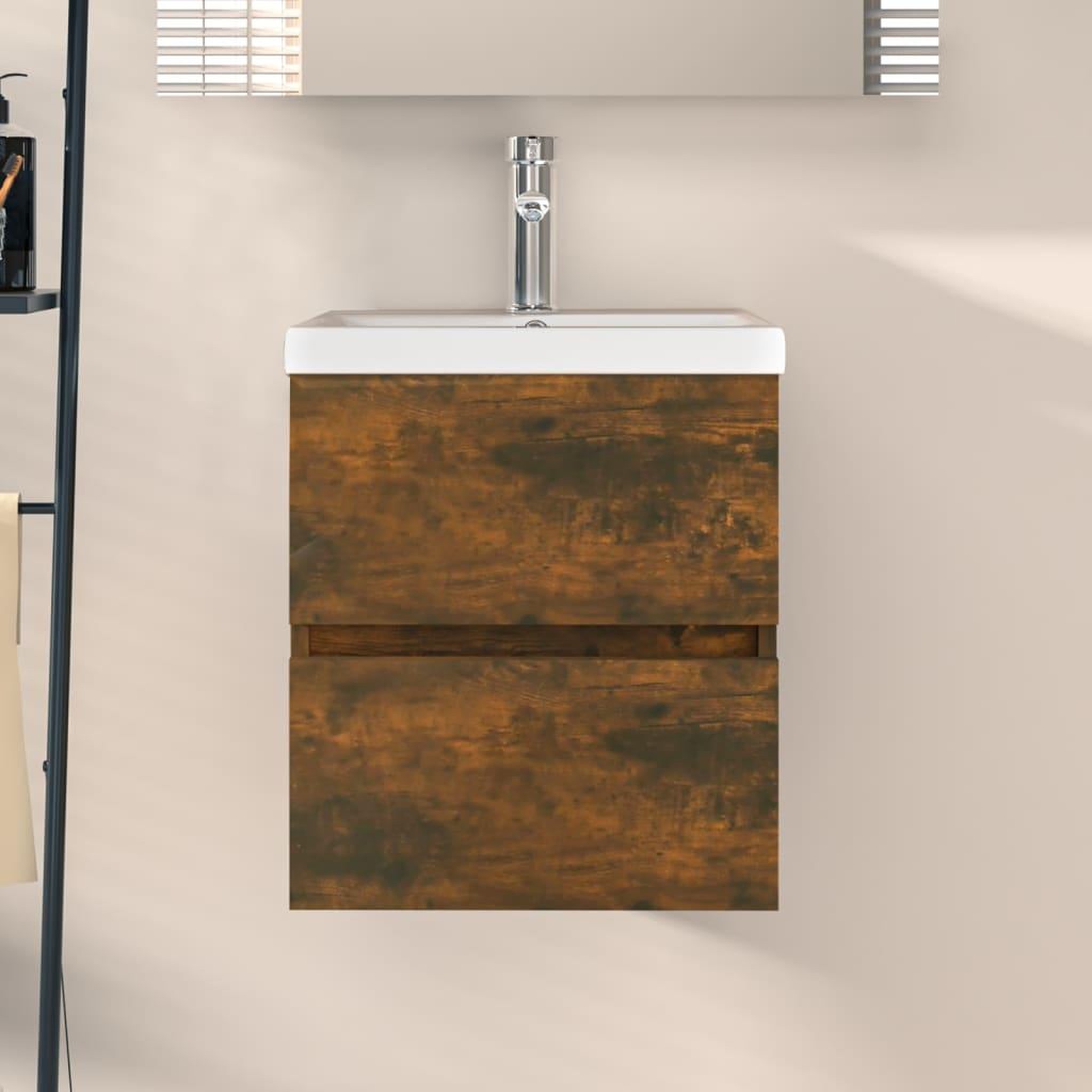 VIDAXL Armoire d'evier Chene fume 41x38,5x45 cm Bois d'ingenierie