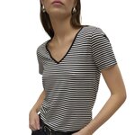 Vero Moda T shirt Rayures /Blanc Femme Vero Moda Pepper. Coloris disponibles : Noir