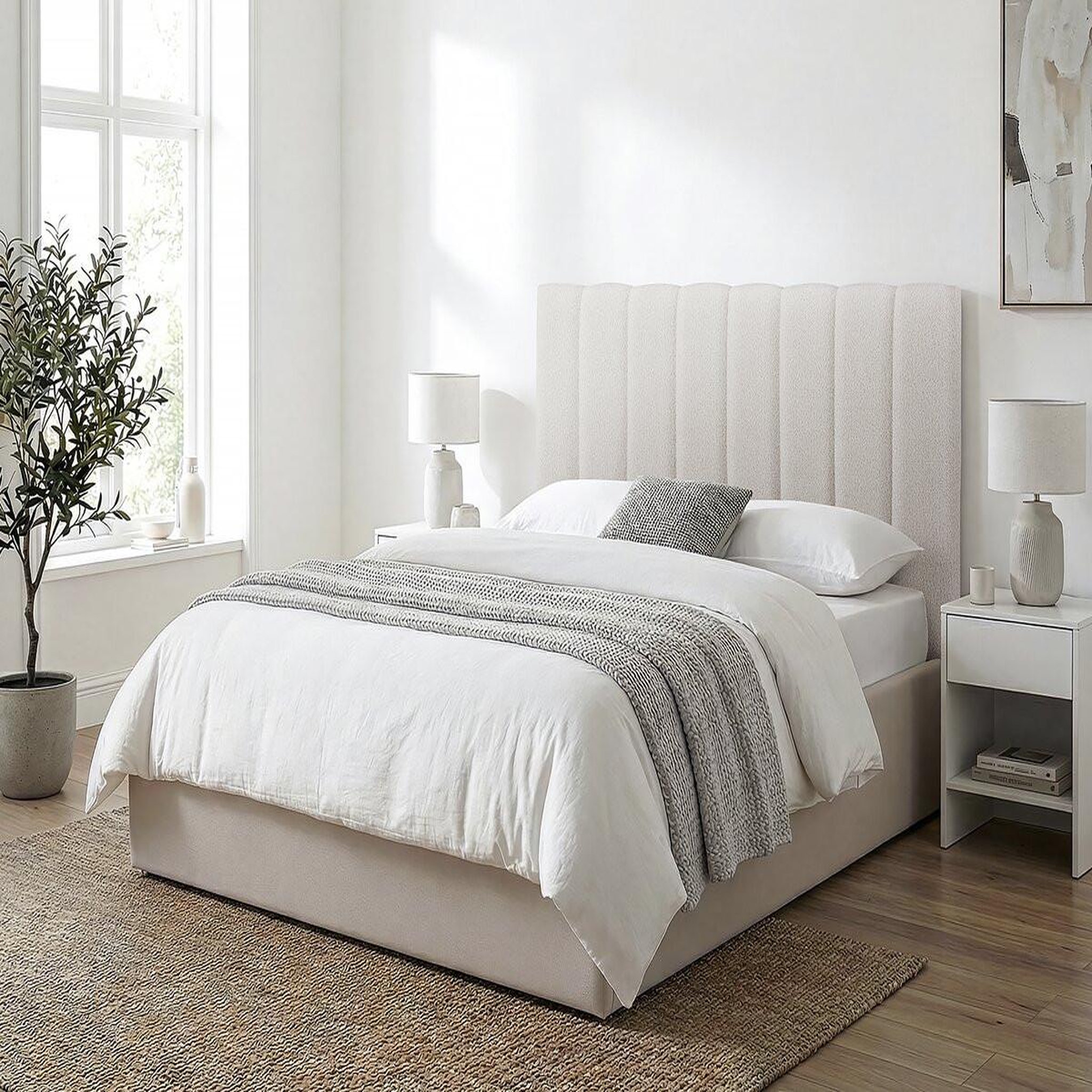 Voir la diapositive 2 : Habitat et Jardin Tête de lit en tissu texturé  val thorens  - beige - 140 cm