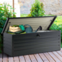 Voir la diapositive 2 : ID MARKET Coffre de rangement métal verrouillable gris anthracite pour jardin 600L 165x70x63 cm
