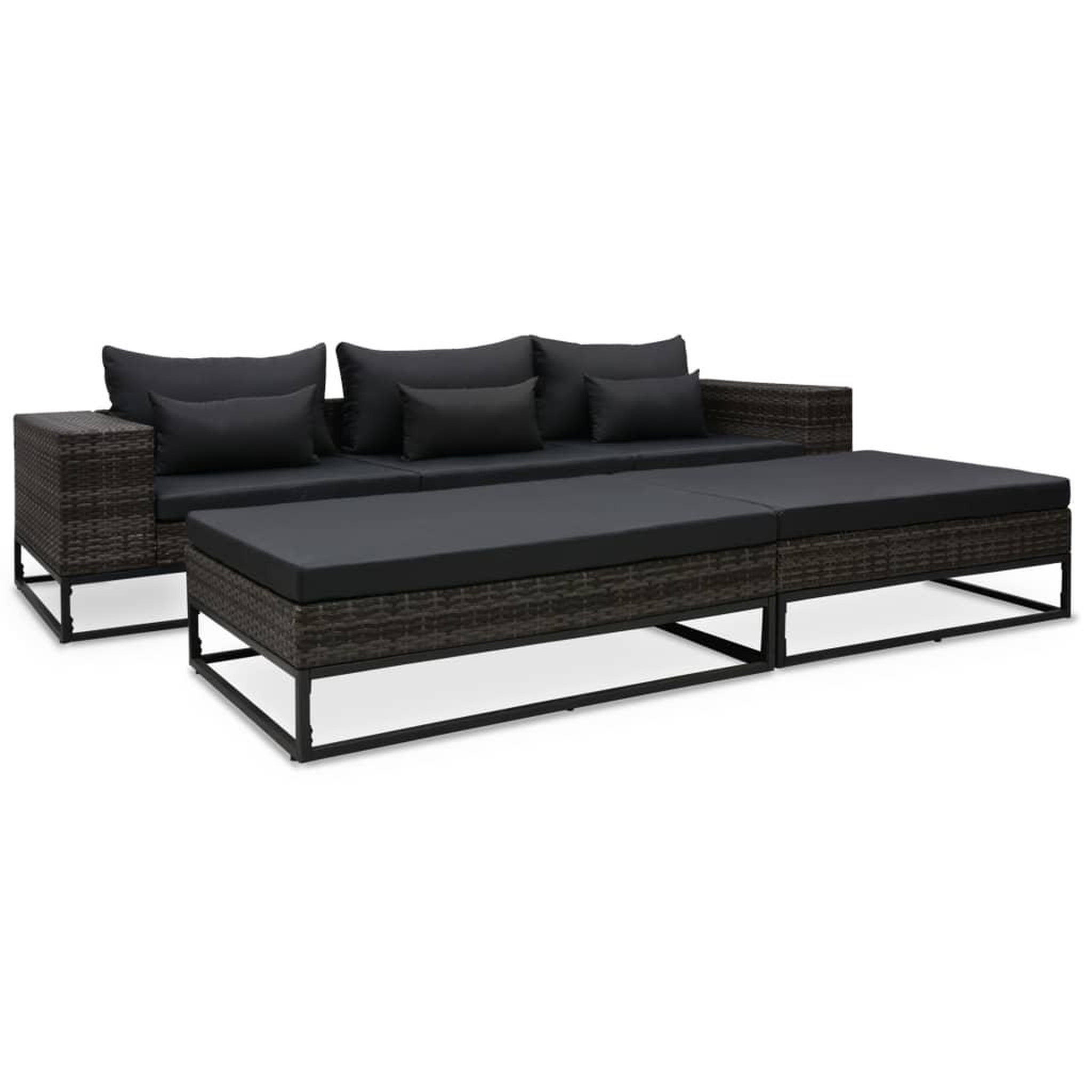 Voir la diapositive 1 : VIDAXL Salon de jardin 5 pcs avec coussins Resine tressee Gris