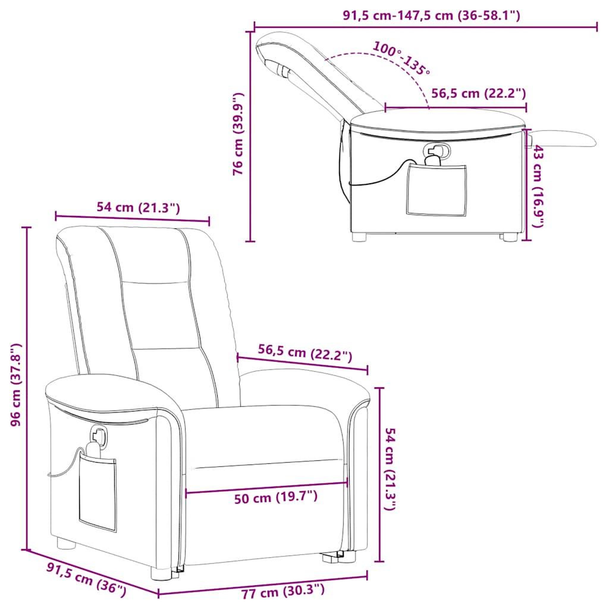 Voir la diapositive 6 : VIDAXL Fauteuil inclinable de massage Taupe Tissu