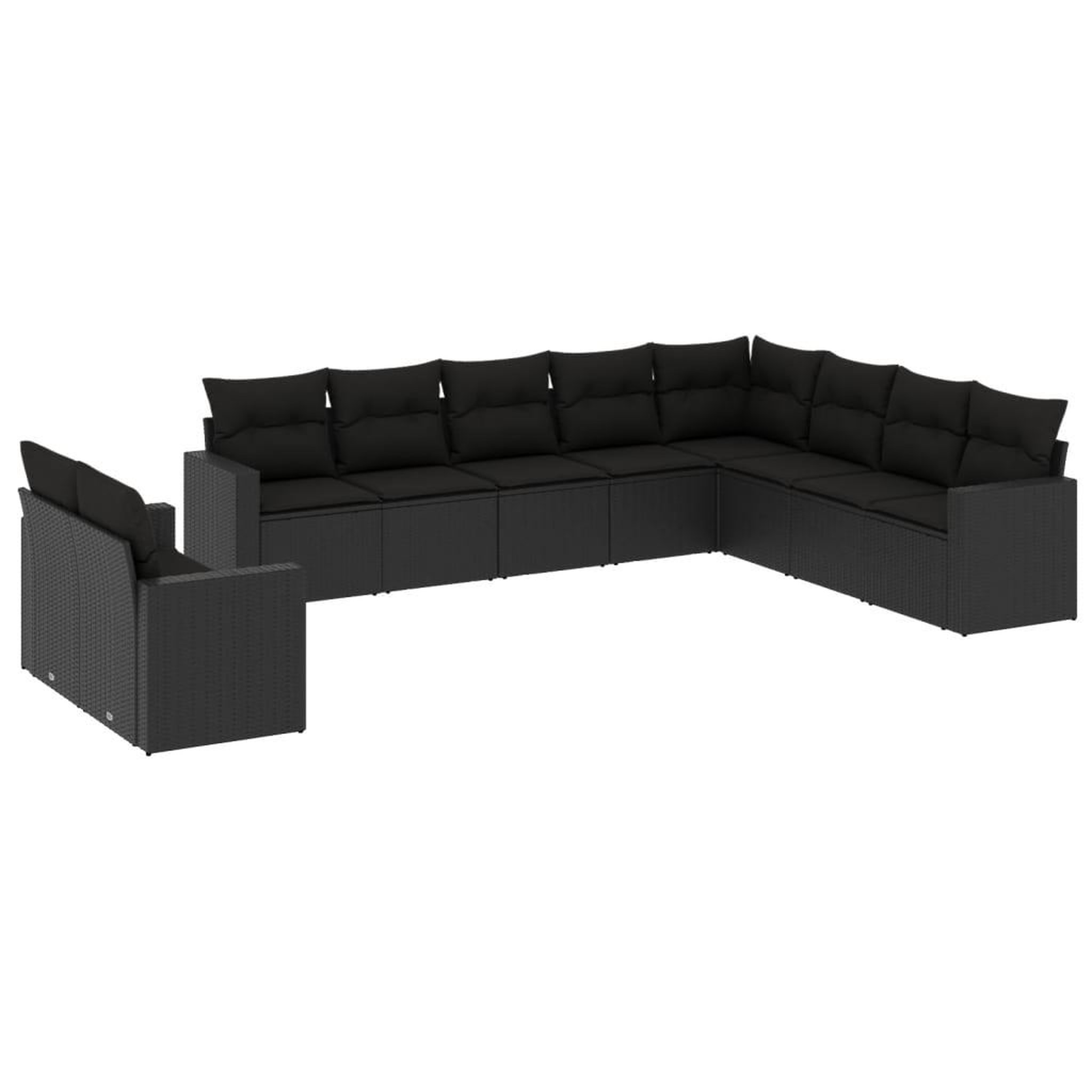 Voir la diapositive 2 : VIDAXL Salon de jardin 10 pcs avec coussins noir resine tressee