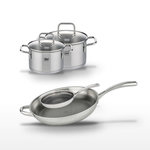 ELO Lot Poêles 32cm & 24cm Elo Relief Evolution avec Faitouts 14cm & 16cm