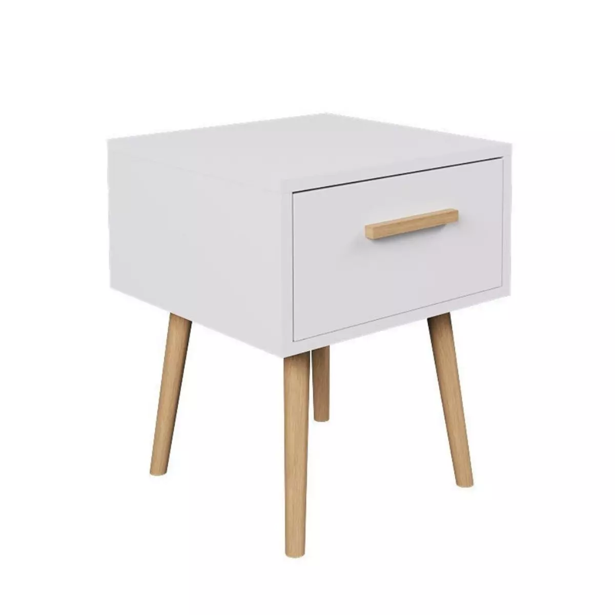 TOILINUX Table de Chevet 1 tiroir EDWING - 40 x 40 x 50 cm - Blanc et Marron - Rangement pour Chambre à Coucher, Salon