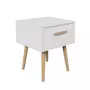 TOILINUX Table de Chevet 1 tiroir EDWING - 40 x 40 x 50 cm - Blanc et Marron - Rangement pour Chambre à Coucher, Salon