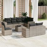 VIDAXL Salon de jardin 9 pcs avec coussins gris clair resine tressee