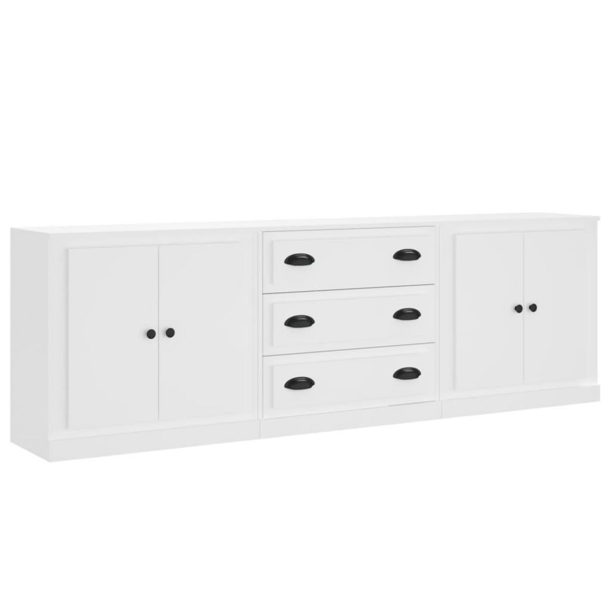 VIDAXL Buffets 3 pcs Blanc Bois d'ingenierie