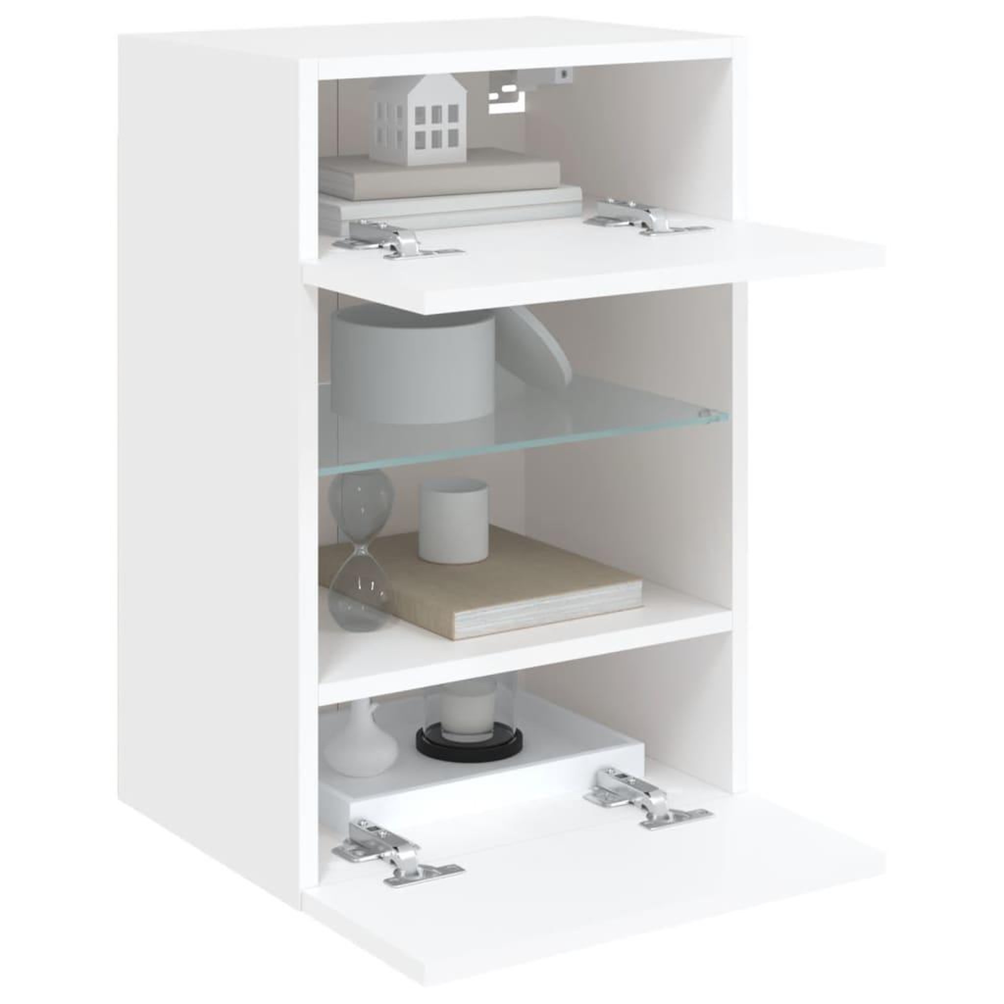 Voir la diapositive 5 : VIDAXL Meubles TV muraux avec lumieres LED 2 pcs blanc 40x30x60,5 cm
