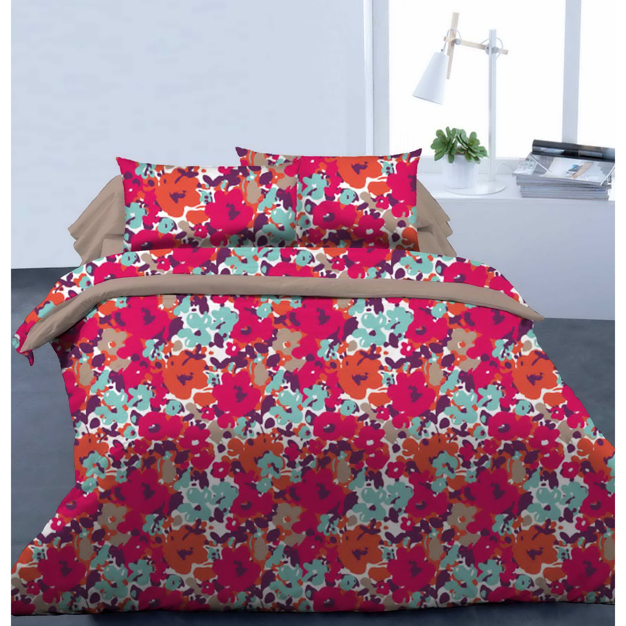 Parure de drap microfibre FLOWFLOWER pas cher Auchan.fr