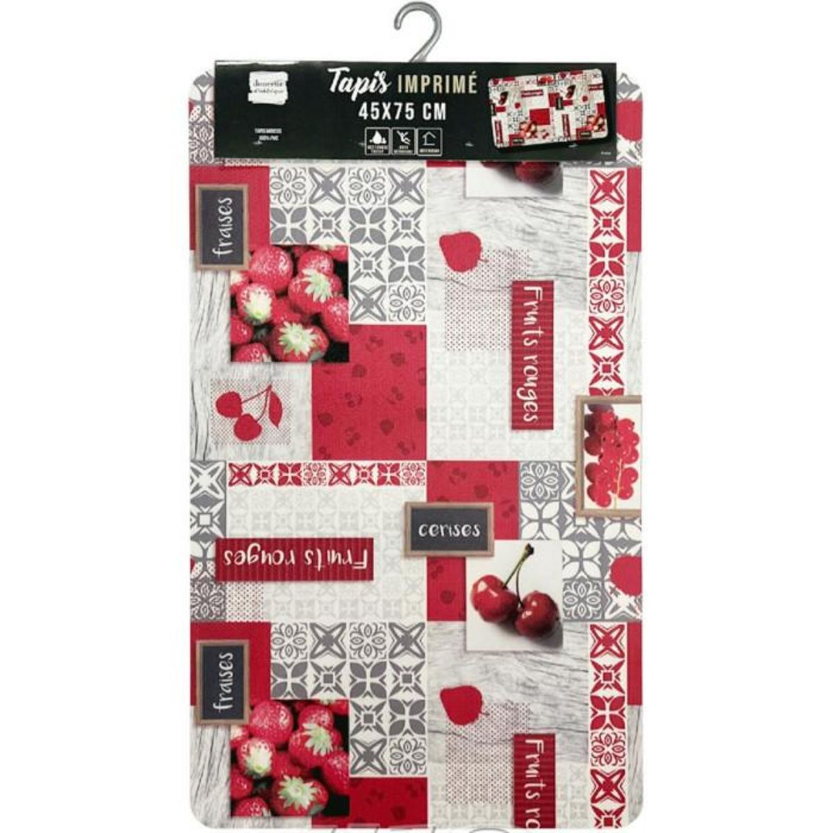 Paris Prix Tapis Déco Imprimé  Fraisia  45x75cm Rouge
