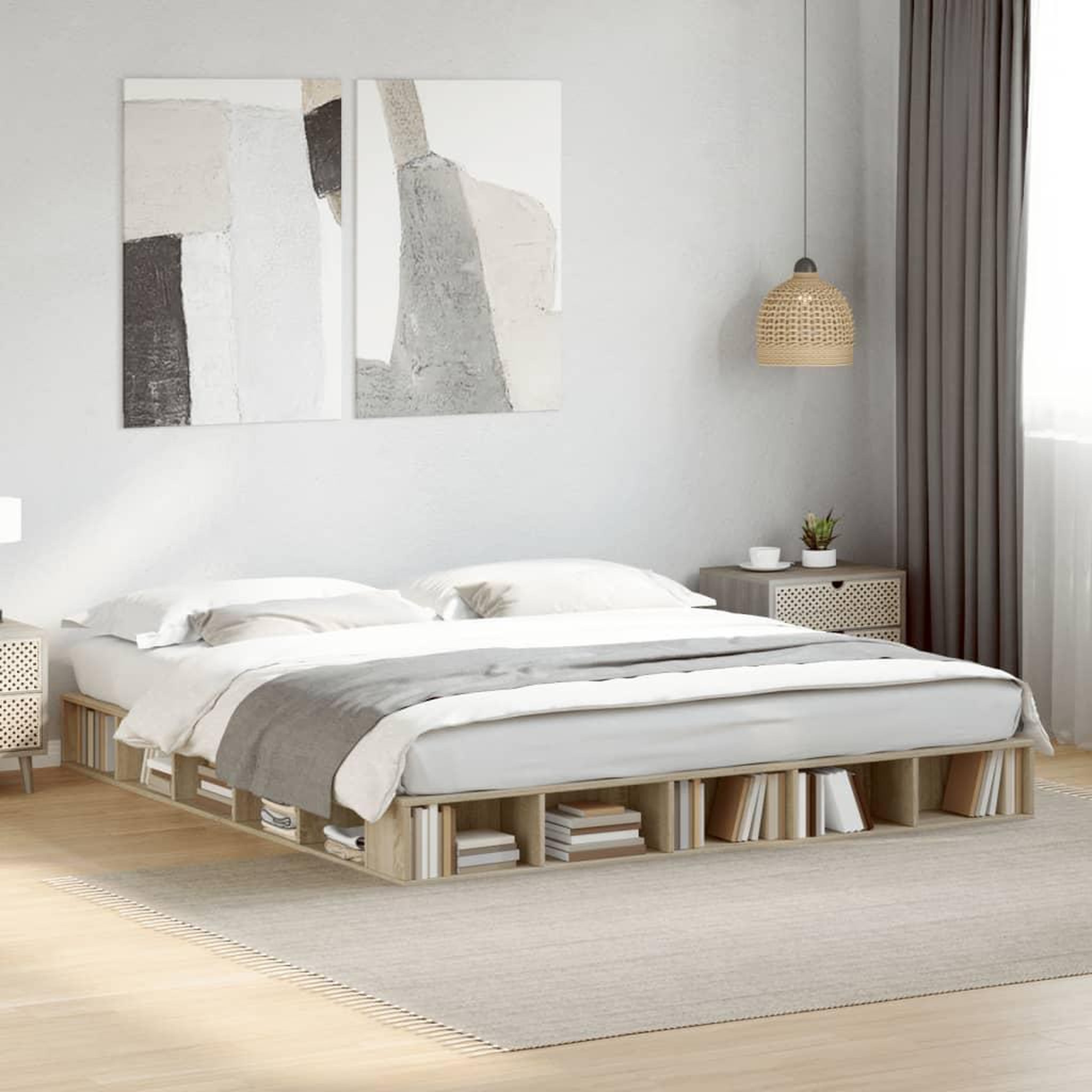 VIDAXL Cadre de lit sans matelas chene sonoma 200x200 cm