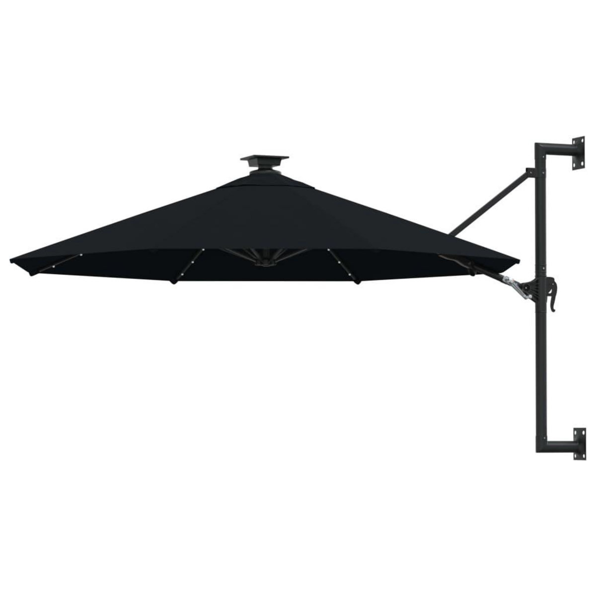 VIDAXL Parasol mural de jardin avec LED 300 cm noir