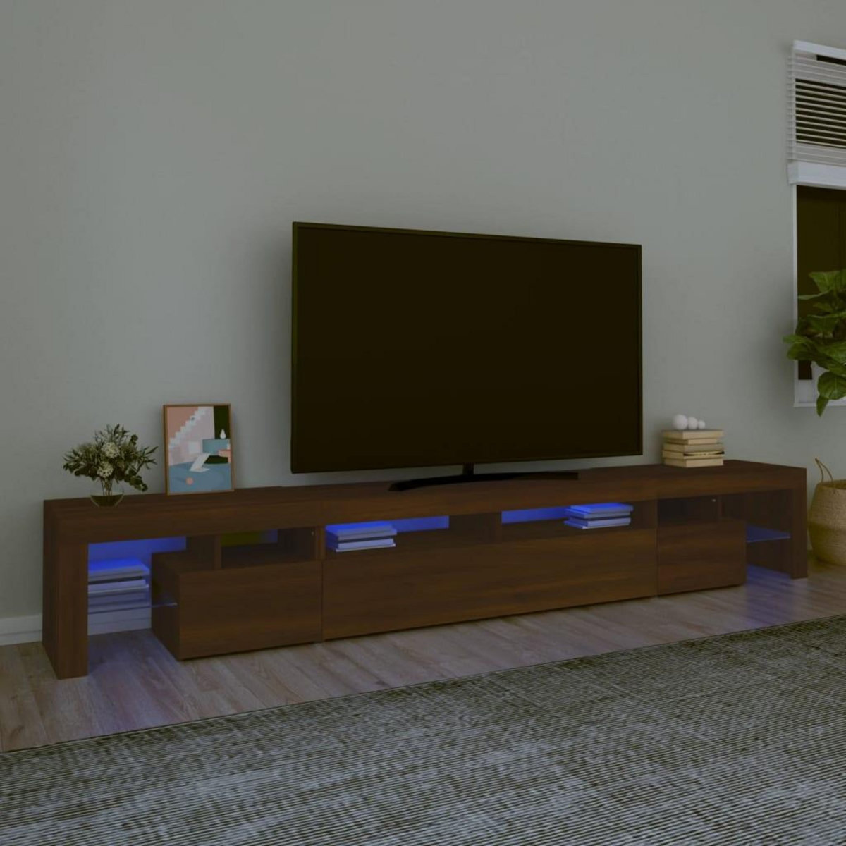 VIDAXL Meuble TV avec lumieres LED Chene marron 260x36,5x40 cm