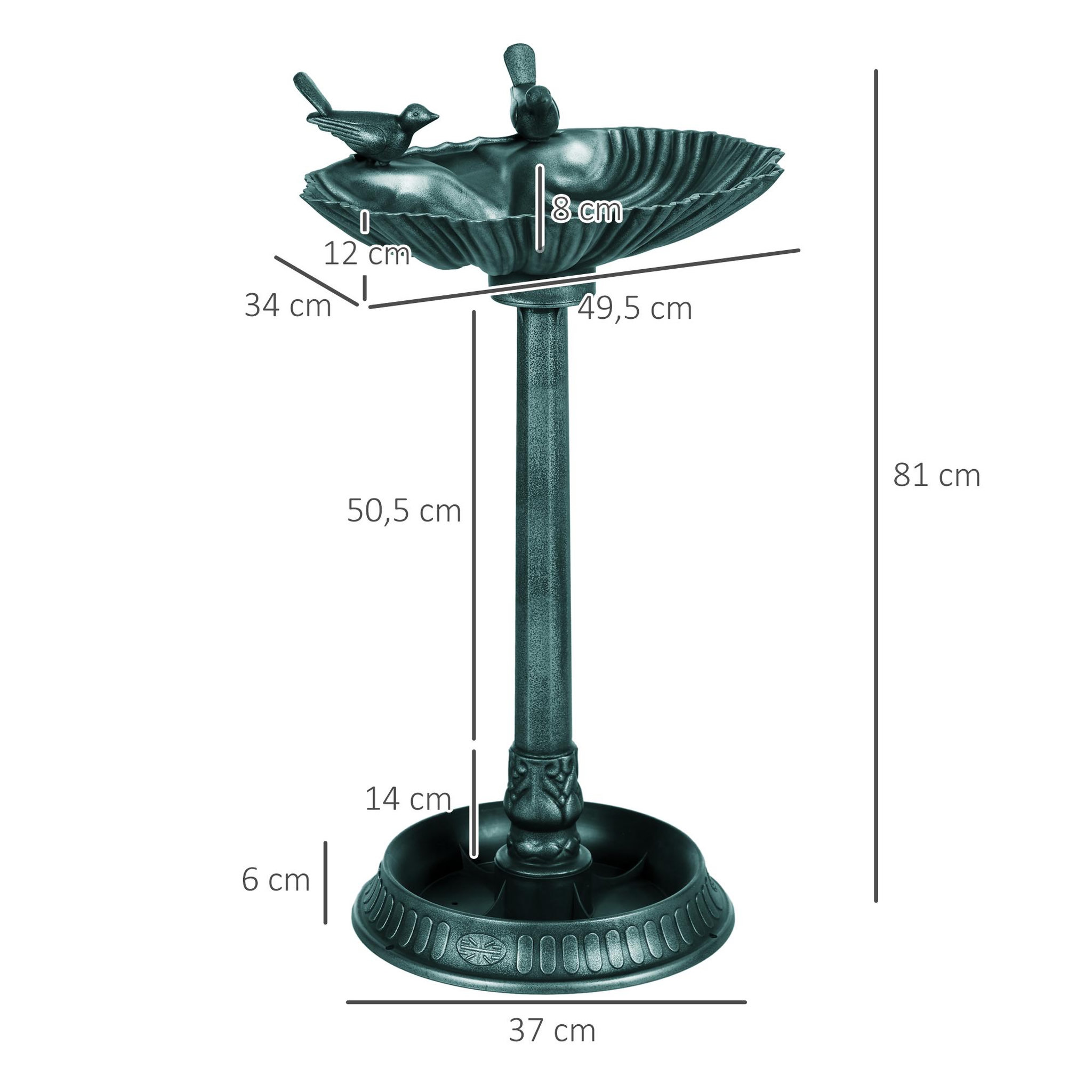 Voir la diapositive 3 : OUTSUNNY Bain d'oiseaux abreuvoir avec base de jardinière vert antique