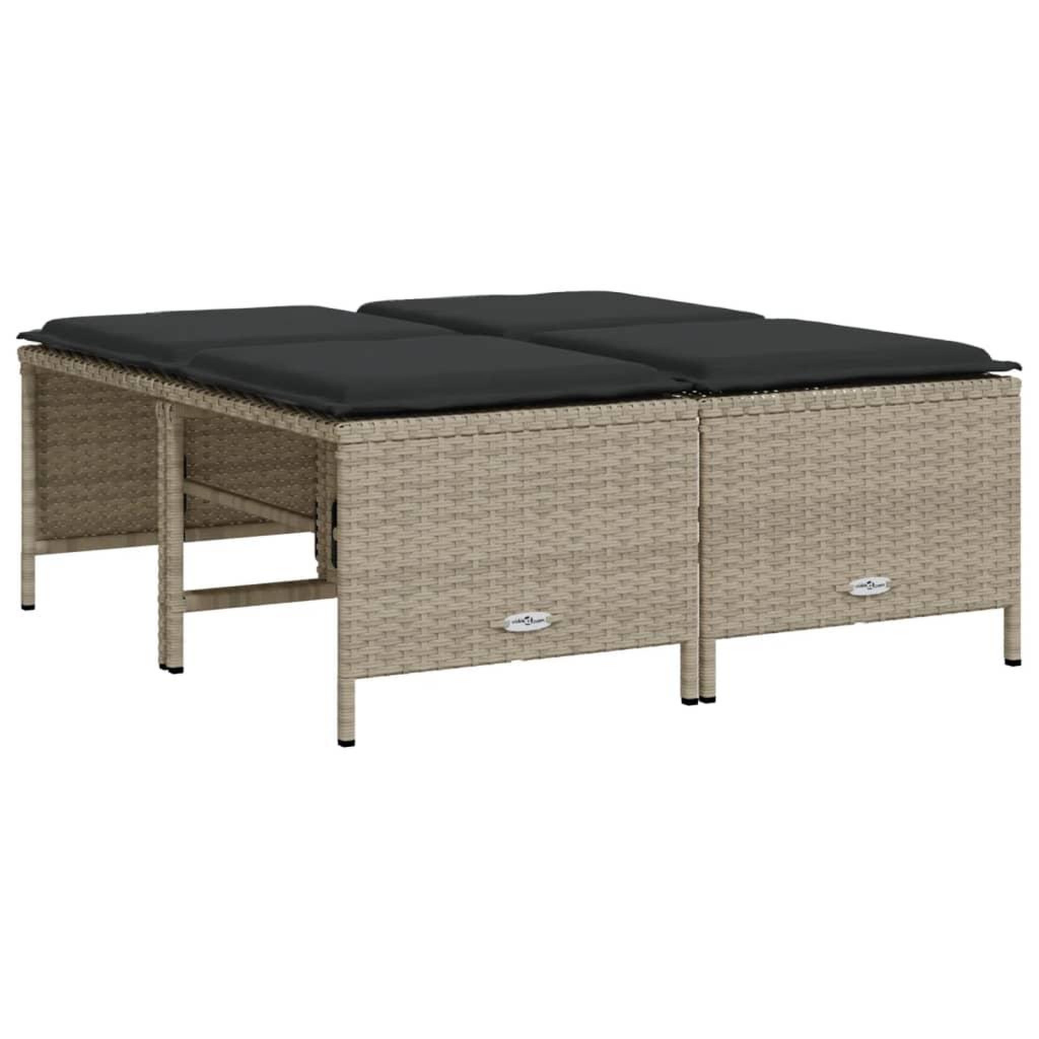 Voir la diapositive 2 : VIDAXL Tabourets de jardin avec coussins lot de 4 gris clair rotin