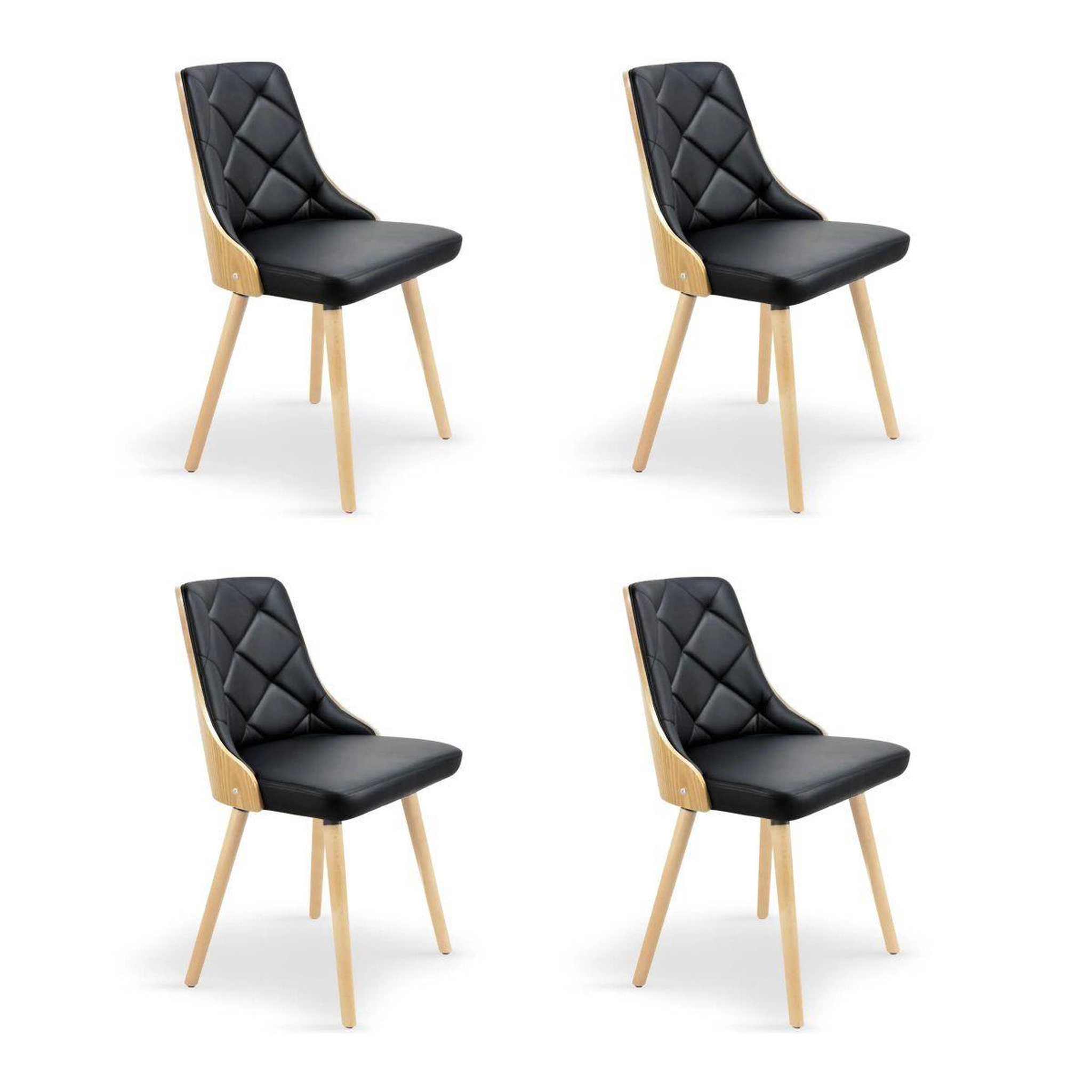 Paris Prix Lot de 4 chaises scandinave  cargo  79cm chêne & noir