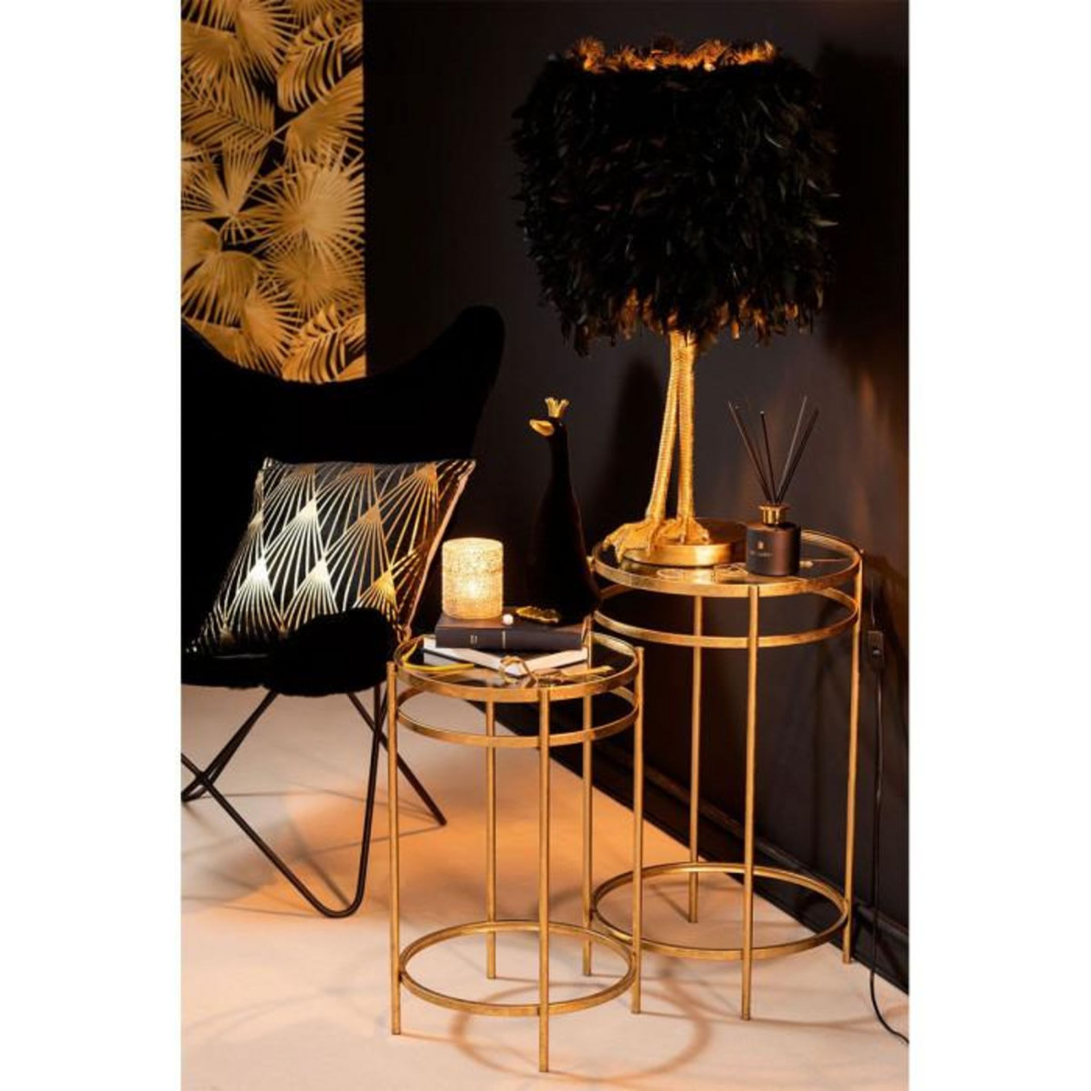 Paris Prix Lot de 2 Tables d'Appoint Design  Laure  66cm Or