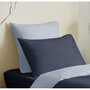 Voir la diapositive 3 : COTON PUR Pack complet 4 pièces Marine/Bleu Ciel réversible housse de couette pour lit 90 x 190 cm